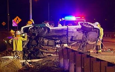 Emergency services at the scene of a fatal crash on the Centenary Motorway near Springfield Lakes early on Monday morning. Emergency services at the scene of a fatal crash on the Centenary Motorway near Springfield Lakes early on Monday morning.