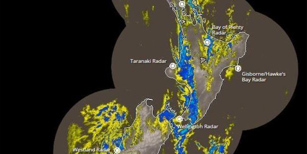 Rain radar shows the worst affected areas around New Zealand. Rain radar shows the worst affected areas around New Zealand.