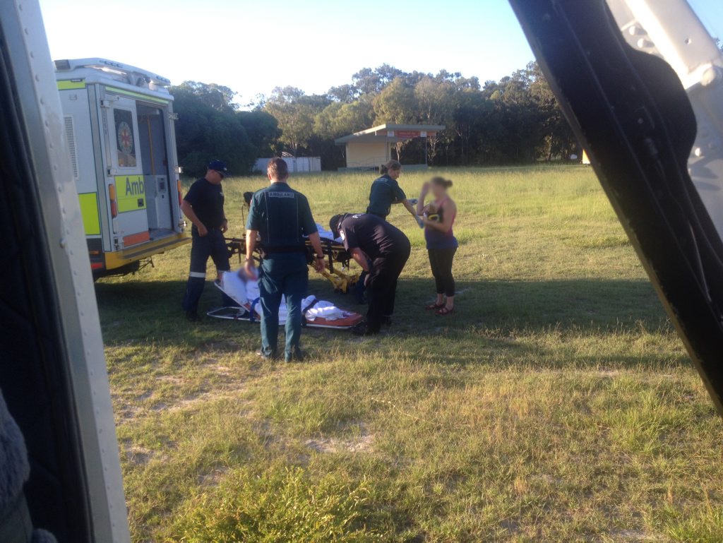 A young girl has been airlifted to hospital by RACQ CareFlight Rescue yesterday afternoon after a near drowning at Seventeen Seventy, north of Agnes Water. Photo: Courtesy RACQ CareFlight Rescue A young girl has been airlifted to hospital by RACQ CareFlight Rescue yesterday afternoon after a near drowning at Seventeen Seventy, north of Agnes Water. Photo: Courtesy RACQ CareFlight Rescue