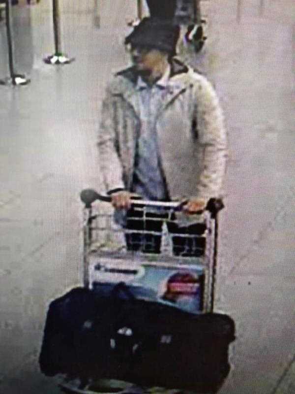 A file handout photograph provided by Belgian Federal Police shows a CCTV grab of a suspect in the Zaventem airport attack in Brussels, Belgium. A file handout photograph provided by Belgian Federal Police shows a CCTV grab of a suspect in the Zaventem airport attack in Brussels, Belgium.