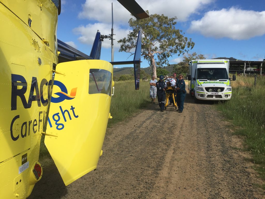 The quick thinking of an 8-year-old Bundaberg girl has led to the successful airlift of her grandfather from his North Burnett property following a quad bike accident. Photo Contributed The quick thinking of an 8-year-old Bundaberg girl has led to the successful airlift of her grandfather from his North Burnett property following a quad bike accident. Photo Contributed