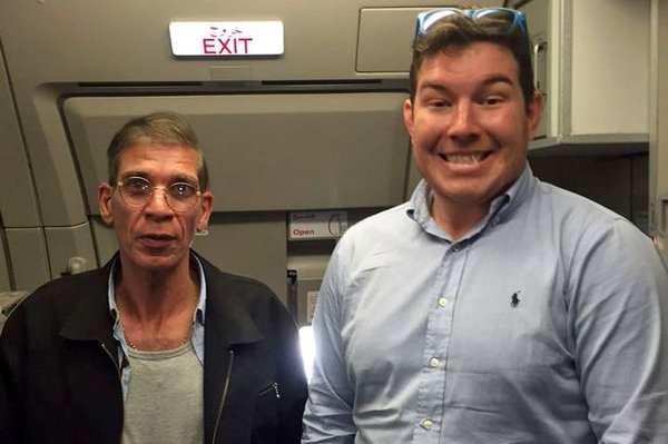 Ben Innes poses for a photo with the EygptAir hijacker Seif Eldin Mustafa. Ben Innes poses for a photo with the EygptAir hijacker Seif Eldin Mustafa.