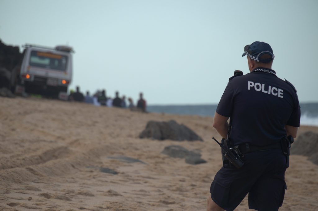 Emergency services work late into the evening after the Moffat Beach cliff crash, in which a man died. Emergency services work late into the evening after the Moffat Beach cliff crash, in which a man died.