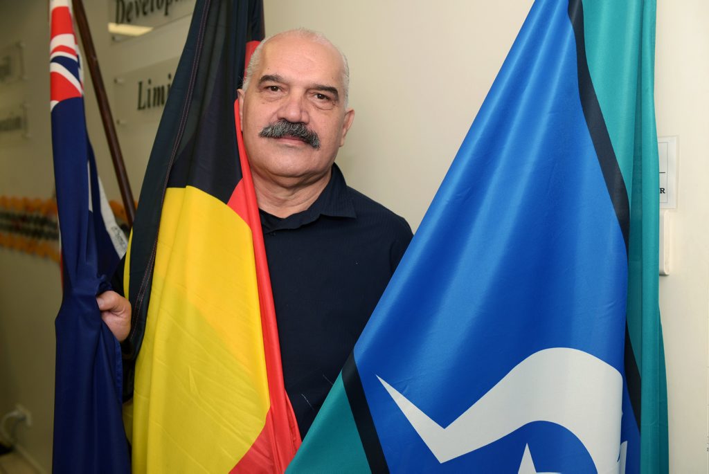 Gidarjil Development Corporation spokesperson Kerry Blackman would like to see the Aboriginal and Torres Strait Islander flags flown at Buss Park. Gidarjil Development Corporation spokesperson Kerry Blackman would like to see the Aboriginal and Torres Strait Islander flags flown at Buss Park.