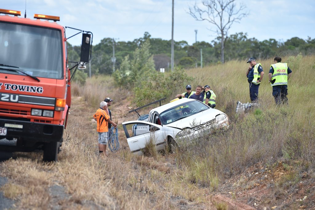 Single vehicle accident on Maryborough Hervey Bay Rd near Pigford Lane. Photo: Alistair Brightman / Fraser Coast Chronicle Single vehicle accident on Maryborough Hervey Bay Rd near Pigford Lane. Photo: Alistair Brightman / Fraser Coast Chronicle