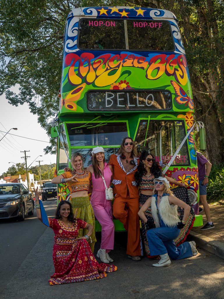 the free psychedelic Magic Bus is a unique way to travel from gig to gig at the Bello Winter Music Festival. the free psychedelic Magic Bus is a unique way to travel from gig to gig at the Bello Winter Music Festival.