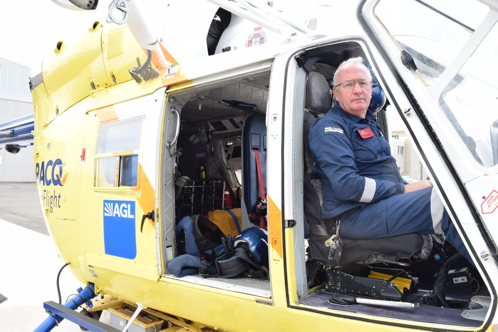 RACQ CareFlight line pilot Peter Marris stopped at Bundaberg Airport to refuel before flying back out to sea to search for missing fishermen David Chivers and Matt Roberts. Photo Ashley Clark / NewsMail RACQ CareFlight line pilot Peter Marris stopped at Bundaberg Airport to refuel before flying back out to sea to search for missing fishermen David Chivers and Matt Roberts. Photo Ashley Clark / NewsMail