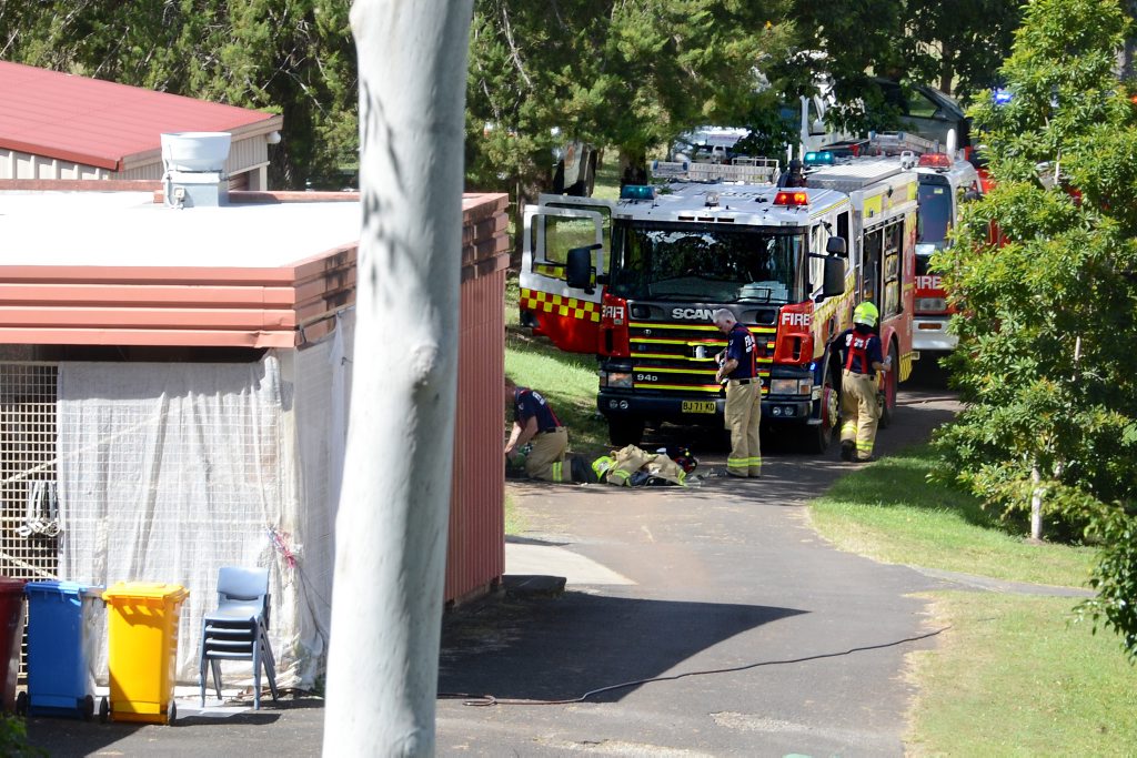 Emergency services at at The Rivers Secondary College Lismore High campus after reports of a fire. Emergency services at at The Rivers Secondary College Lismore High campus after reports of a fire.