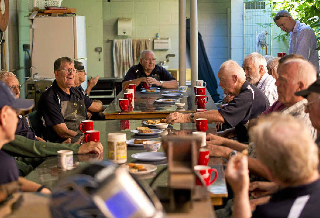 MEN OF ACTION: Gladstone MP Glenn Butcher visited Gladstone Men’s Shed for morning tea in their cramped building on Oaka Ln. GLA070415SHED_3.jpg MEN OF ACTION: Gladstone MP Glenn Butcher visited Gladstone Men’s Shed for morning tea in their cramped building on Oaka Ln. GLA070415SHED_3.jpg