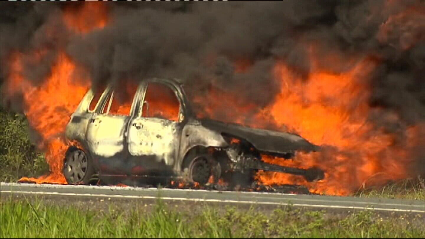 Car bursts into flames on Bruce Hwy Image: 9News Car bursts into flames on Bruce Hwy Image: 9News