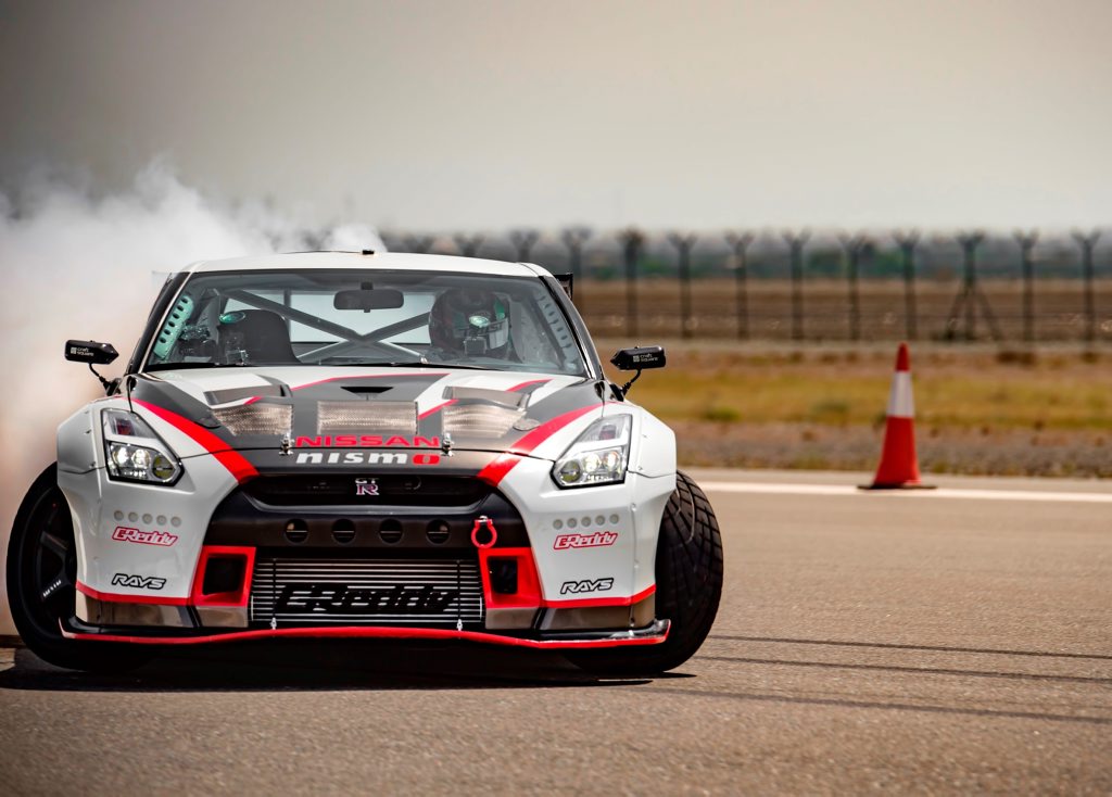 HANG IT: Japanese drift champion Masato Kawabata drifts at a 30 degree angle at 304.96kmh in a specially-tuned MY16 Nissan GT-R for a new world record. HANG IT: Japanese drift champion Masato Kawabata drifts at a 30 degree angle at 304.96kmh in a specially-tuned MY16 Nissan GT-R for a new world record.