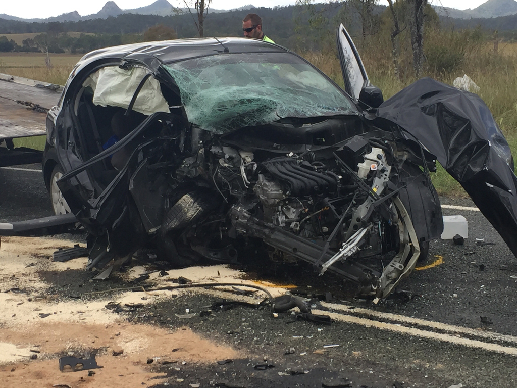 A man is dead and four women are in hospital following a three-vehicle traffic crash at Washpool on Friday morning. A man is dead and four women are in hospital following a three-vehicle traffic crash at Washpool on Friday morning.