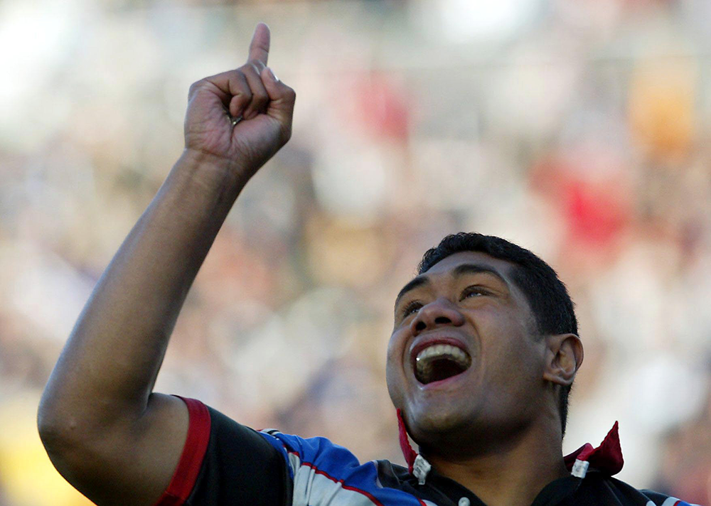New Zealand Warriors v Canberra Raiders. Ali Lauiti'iti celebrates scoring his try after being on the field less than 5 minuites. The Warriors wont the match, 36-20. New Zealand Warriors v Canberra Raiders. Ali Lauiti'iti celebrates scoring his try after being on the field less than 5 minuites. The Warriors wont the match, 36-20.