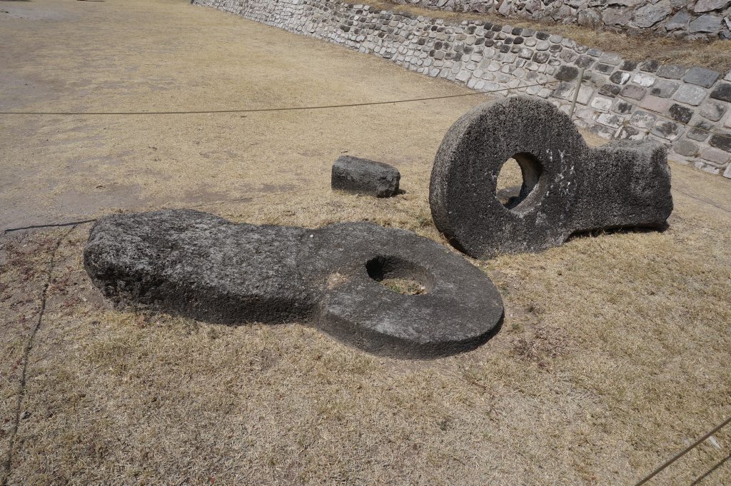 Ball courts at Xochicalco. These rings would hang from the sides of the court. Ball courts at Xochicalco. These rings would hang from the sides of the court.