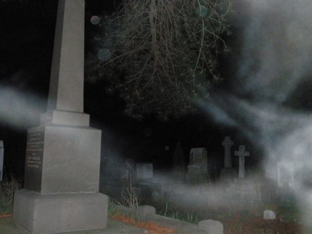 A spooky graveyard photo taken by the group. A spooky graveyard photo taken by the group.
