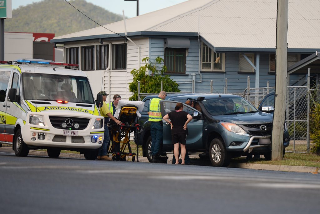 Emergency services at the scene of a car in to power pole one Archer Street. Photo Allan Reinikka / The Morning Bulletin Emergency services at the scene of a car in to power pole one Archer Street. Photo Allan Reinikka / The Morning Bulletin