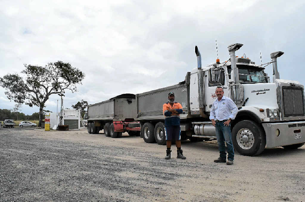 Shane Wilson and Rod Sercombe, of Kennedy Creek Lime, delivered lime 1200km to Julia Creek to neutralise an acid spill after a train derailment. Shane Wilson and Rod Sercombe, of Kennedy Creek Lime, delivered lime 1200km to Julia Creek to neutralise an acid spill after a train derailment.