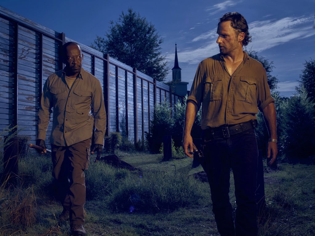 Lennie James and Andrew Lincoln star in season 6 of The Walking Dead. Supplied by Foxtel. Please credit photo to Frank Ockenfels/AMC. Lennie James and Andrew Lincoln star in season 6 of The Walking Dead. Supplied by Foxtel. Please credit photo to Frank Ockenfels/AMC.