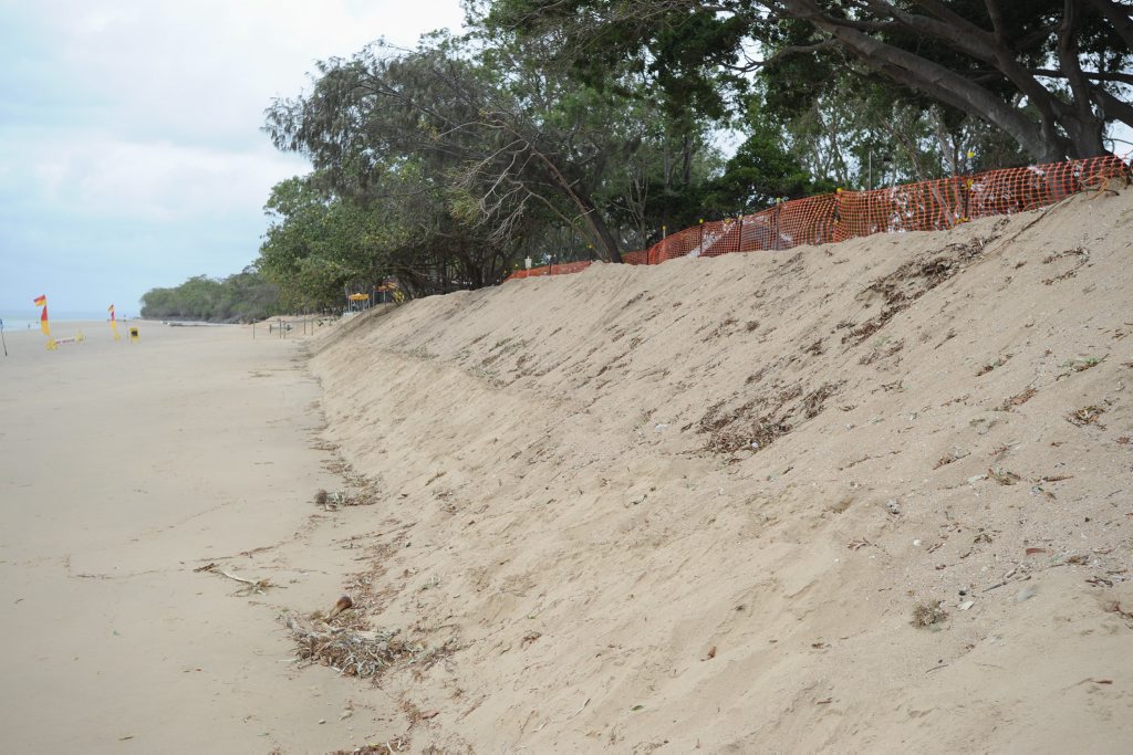 Torquay Beach - sand pushed up on the beach front at Torquay Caravan park. Photo: Alistair Brightman / Fraser Coast Chronicle Torquay Beach - sand pushed up on the beach front at Torquay Caravan park. Photo: Alistair Brightman / Fraser Coast Chronicle