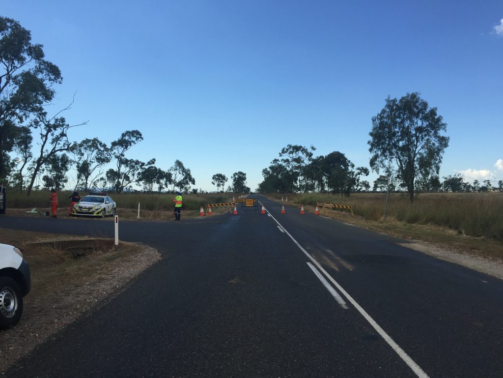 The road is closed due to a Bdouble rollover on Port Alma Rd. Photo Madeline McDonald / Morning Bulletin The road is closed due to a Bdouble rollover on Port Alma Rd. Photo Madeline McDonald / Morning Bulletin