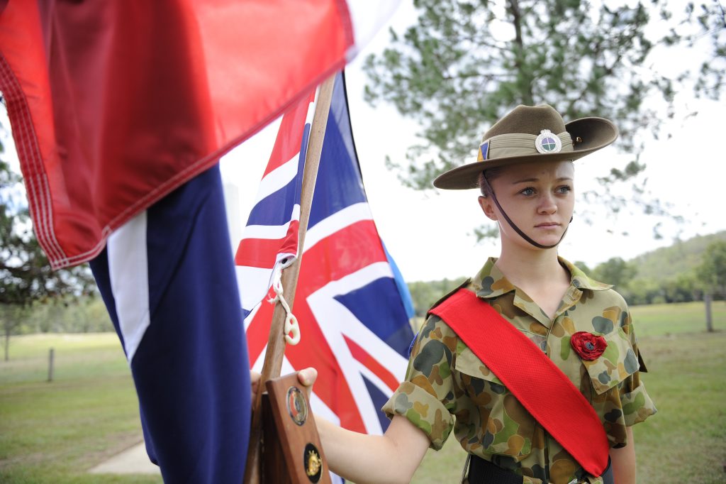 Company Sergeant Charlotte Benfield of the 24th Army Cadet Unit Grafton during the Ramornie ANZAC Commemoration service at Ramornie on Sunday, 24th April 2016. Photo Debrah Novak / The Daily Examiner Company Sergeant Charlotte Benfield of the 24th Army Cadet Unit Grafton during the Ramornie ANZAC Commemoration service at Ramornie on Sunday, 24th April 2016. Photo Debrah Novak / The Daily Examiner