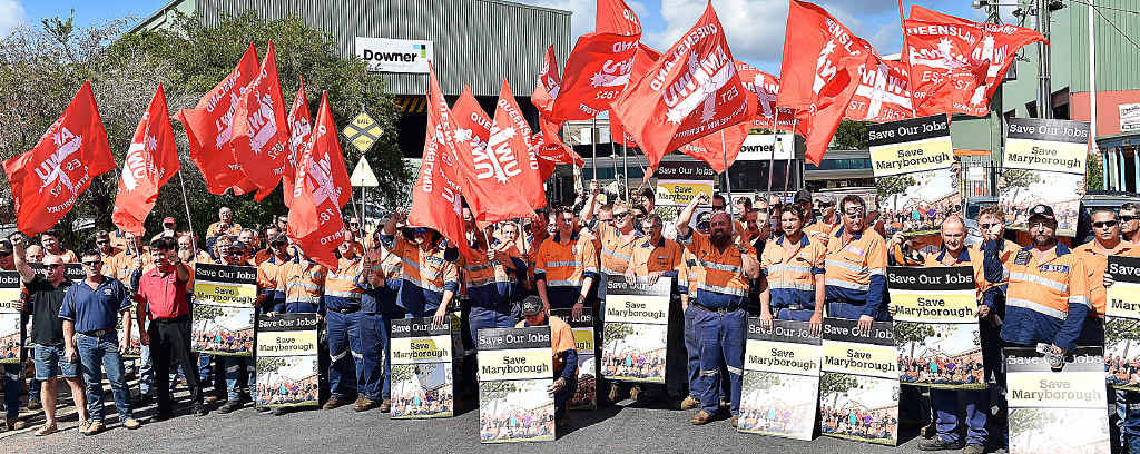 HELP WANTED: Workers from Downer rally outside their workplace to win more contracts for their company – and job security for workers. HELP WANTED: Workers from Downer rally outside their workplace to win more contracts for their company – and job security for workers.
