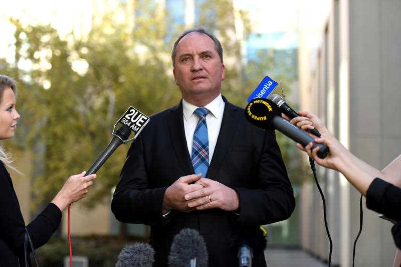 Deputy Prime Minister Barnaby Joyce speaks at a press conference at Parliament House in Canberra on Wednesday, April 27, 2016. Deputy Prime Minister Barnaby Joyce speaks at a press conference at Parliament House in Canberra on Wednesday, April 27, 2016.
