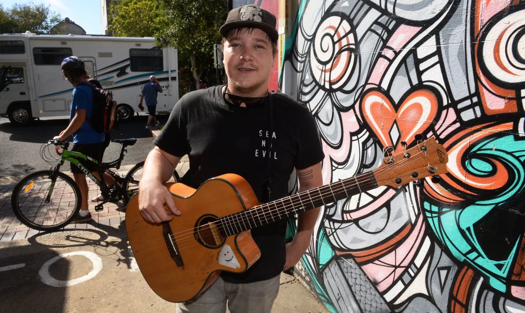FACES OF BUNDY: Busker Jack Hardy. Photo: Mike Knott / NewsMail FACES OF BUNDY: Busker Jack Hardy. Photo: Mike Knott / NewsMail