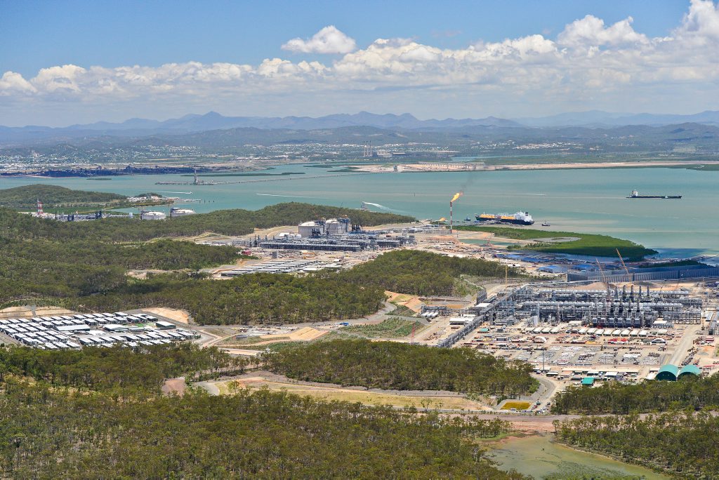 The three LNG plants on Curtis Island. The three LNG plants on Curtis Island.