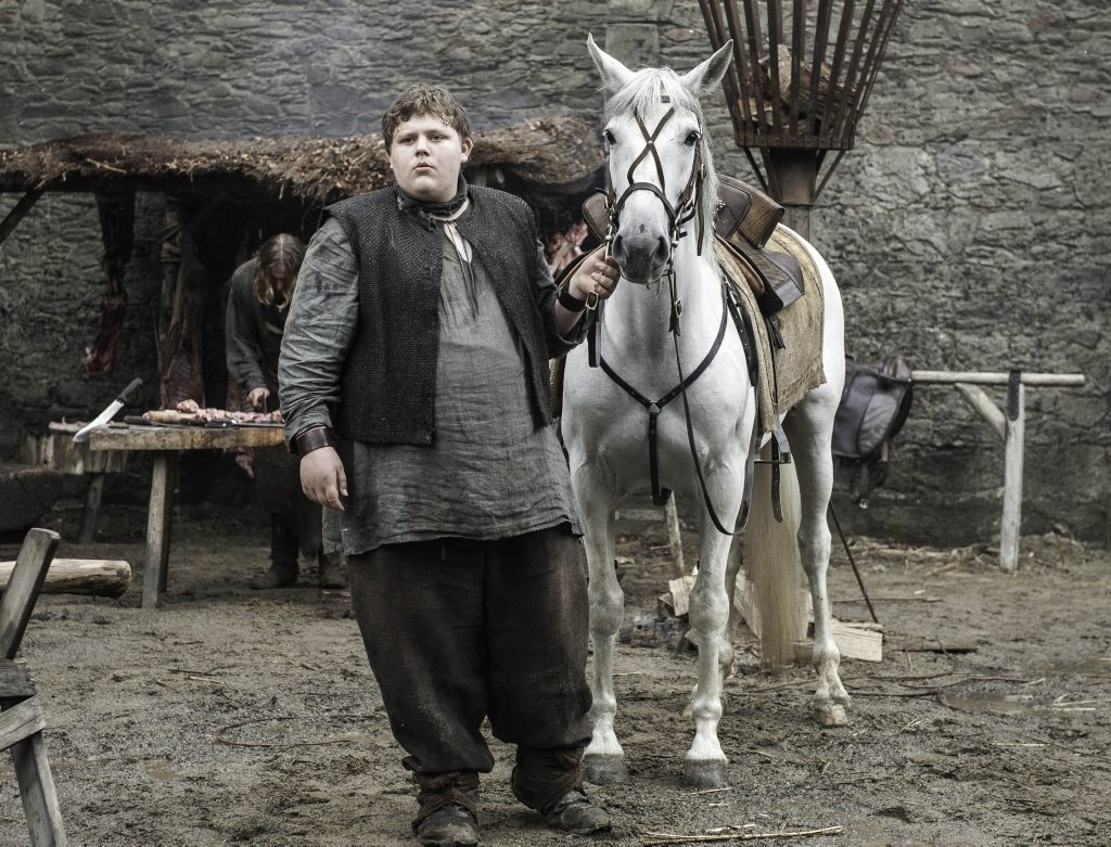 The character Hodor pictured as a boy as Wyllis in a scene from season six episode two of Game of Thrones. The character Hodor pictured as a boy as Wyllis in a scene from season six episode two of Game of Thrones.