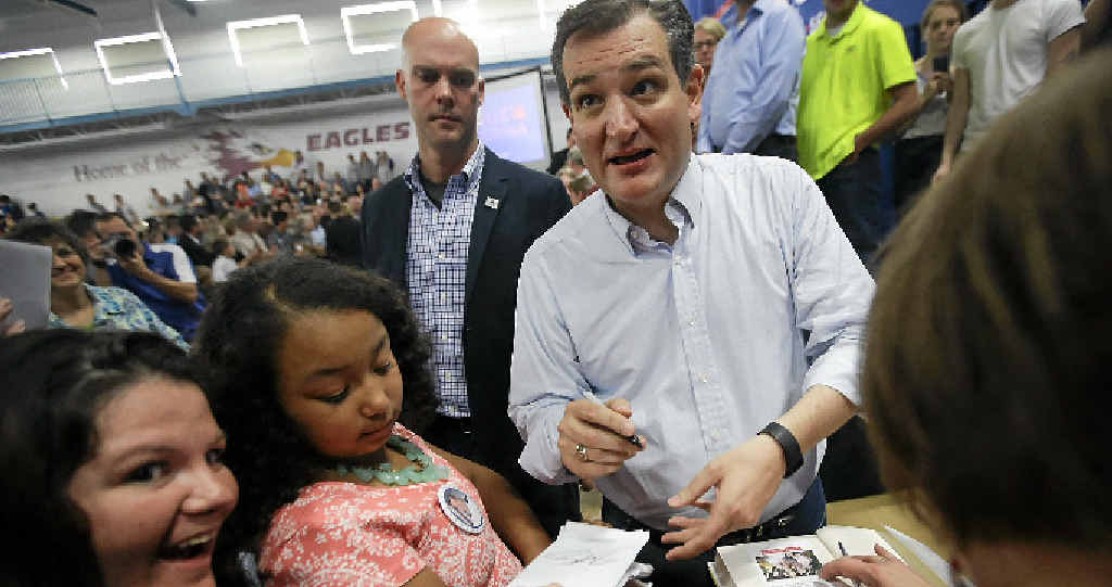 Republican presidential candidate Ted Cruz signs autographs at a campaign rally in Lafayette, Indiana. Republican presidential candidate Ted Cruz signs autographs at a campaign rally in Lafayette, Indiana.