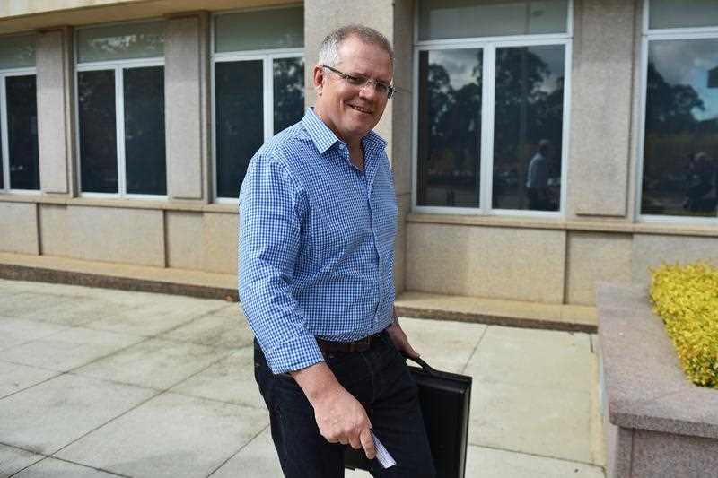 Treasurer Scott Morrison outside The Treasury as part of a media opportunity in Canberra, Saturday, April 30, 2016. Treasurer Scott Morrison outside The Treasury as part of a media opportunity in Canberra, Saturday, April 30, 2016.