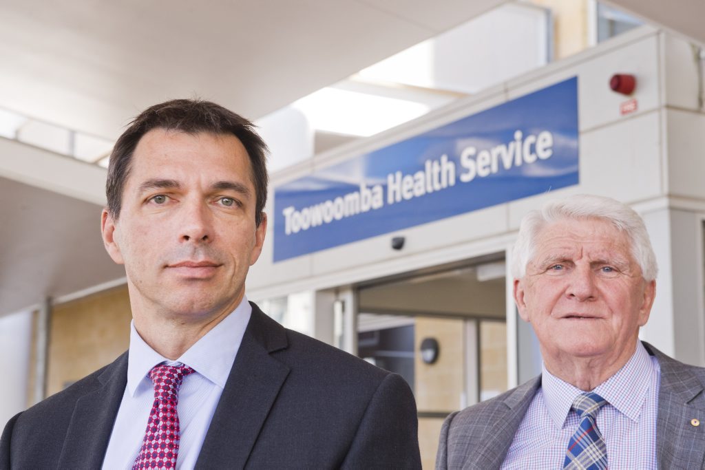 HEAD OF HEALTH: New Darling Downs Hospital and Health Service chief executive Dr Peter Gillies (left) with board chair Mike Horan at Toowoomba Hospital.
HEAD OF HEALTH: New Darling Downs Hospital and Health Service chief executive Dr Peter Gillies (left) with board chair Mike Horan at Toowoomba Hospital.
