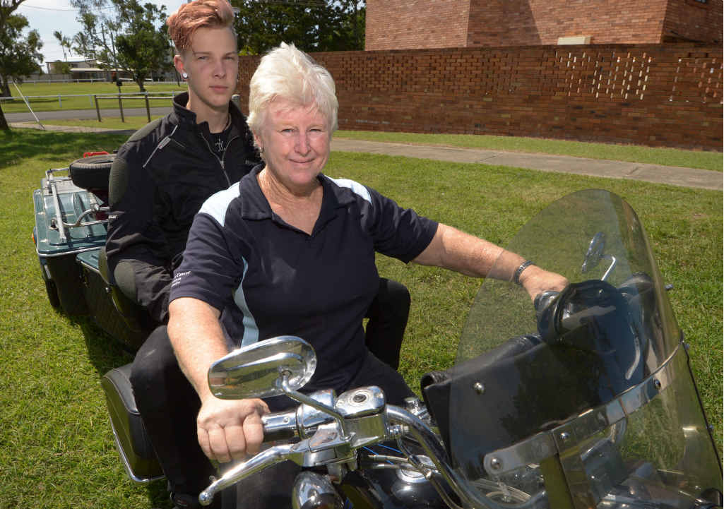 READY TO RUMBLE: Lynn Whitty and her grandson Jesse are about to set off on a six-week motorcycle trip around Australia to raise awareness of prostate cancer. READY TO RUMBLE: Lynn Whitty and her grandson Jesse are about to set off on a six-week motorcycle trip around Australia to raise awareness of prostate cancer.