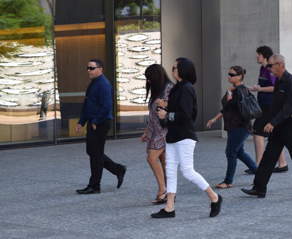 Roma man Troy Angus Kearns (far left, dark blue shirt), who has pleaded guilty to killing his brother, attends Brisbane Supreme Court with people who are supporting him. *Photo Pamela Frost Roma man Troy Angus Kearns (far left, dark blue shirt), who has pleaded guilty to killing his brother, attends Brisbane Supreme Court with people who are supporting him. *Photo Pamela Frost