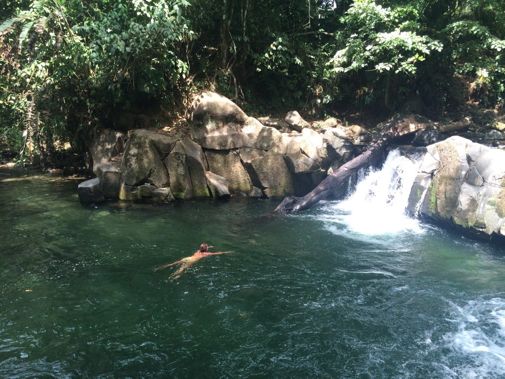 El Salta waterhole where the locals hang out to cool down in La Fortuna. El Salta waterhole where the locals hang out to cool down in La Fortuna.
