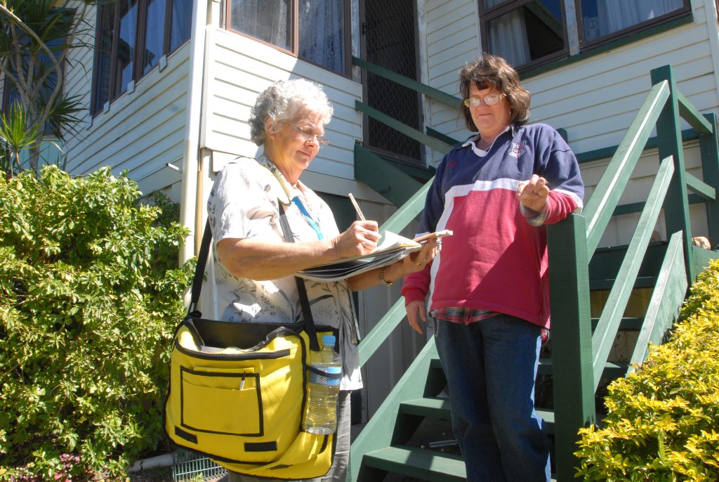 Dawn Smith (census collector), left, checks Christine Rountree of West Mackay off her list. Photo Peter Holt/ Daily Mercury Dawn Smith (census collector), left, checks Christine Rountree of West Mackay off her list. Photo Peter Holt/ Daily Mercury
