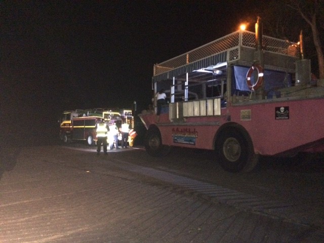 A fire truck got stuck at the bottom of the boat ramp at Agnes Water when the tied rose over its front wheels. A fire truck got stuck at the bottom of the boat ramp at Agnes Water when the tied rose over its front wheels.
