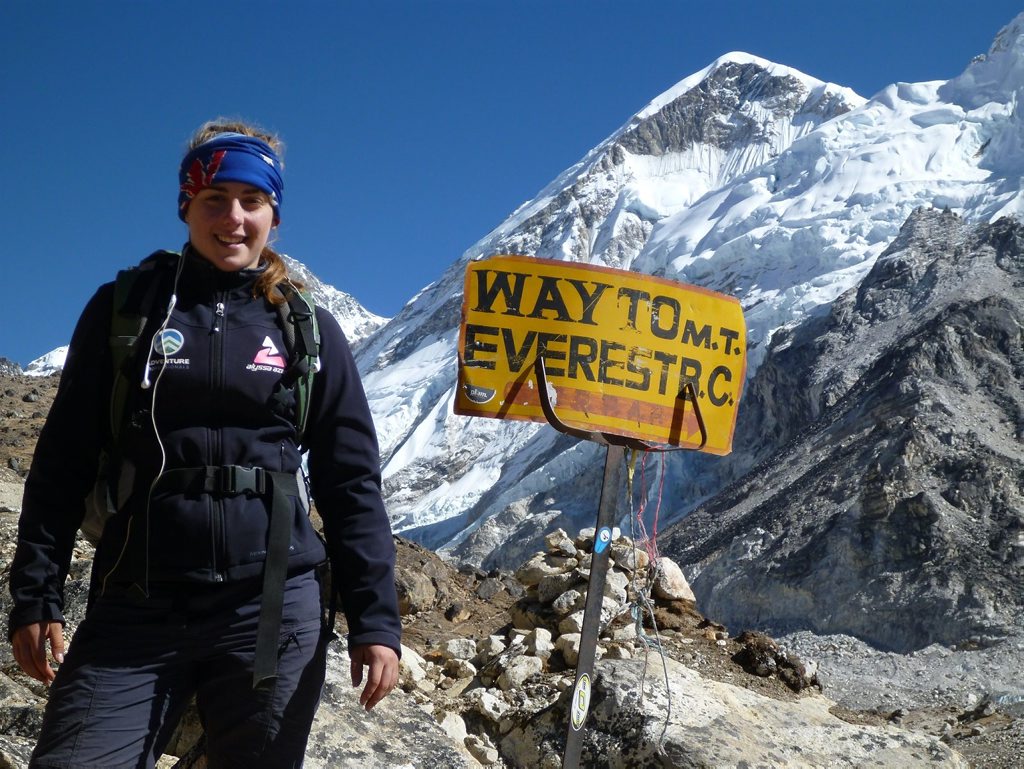Alyssa Azar at Base Camp in Nepal. Alyssa Azar at Base Camp in Nepal.