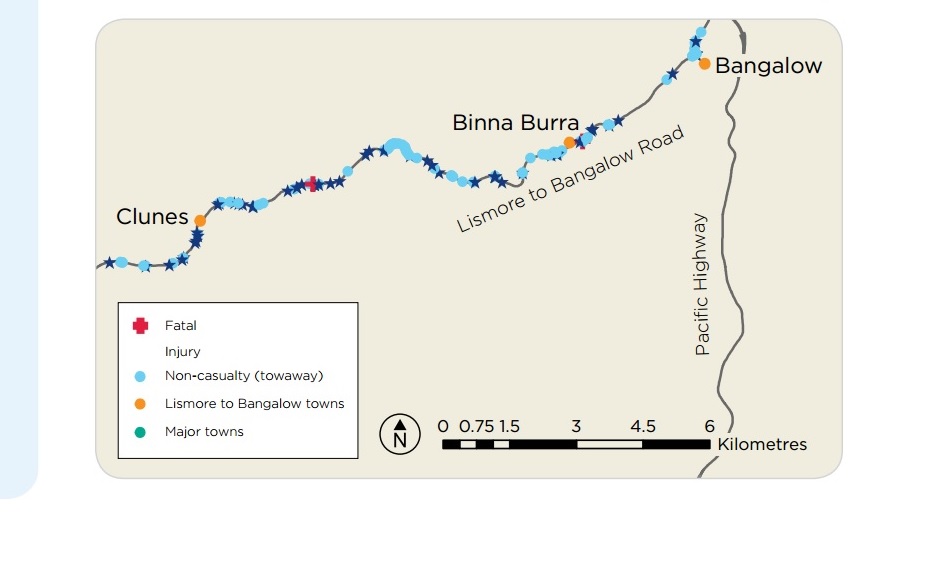 DEADLY: Bangalow Rd had 245 crashes in the five years between 2008 and 2012, six of which were fatal. DEADLY: Bangalow Rd had 245 crashes in the five years between 2008 and 2012, six of which were fatal.