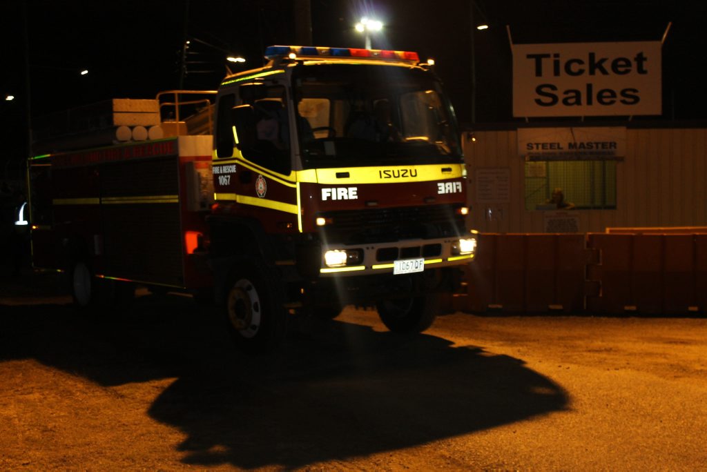 Queensland Fire and Emergency Services attended the scene at Macs Speedway, as well as police and paramedics. Queensland Fire and Emergency Services attended the scene at Macs Speedway, as well as police and paramedics.