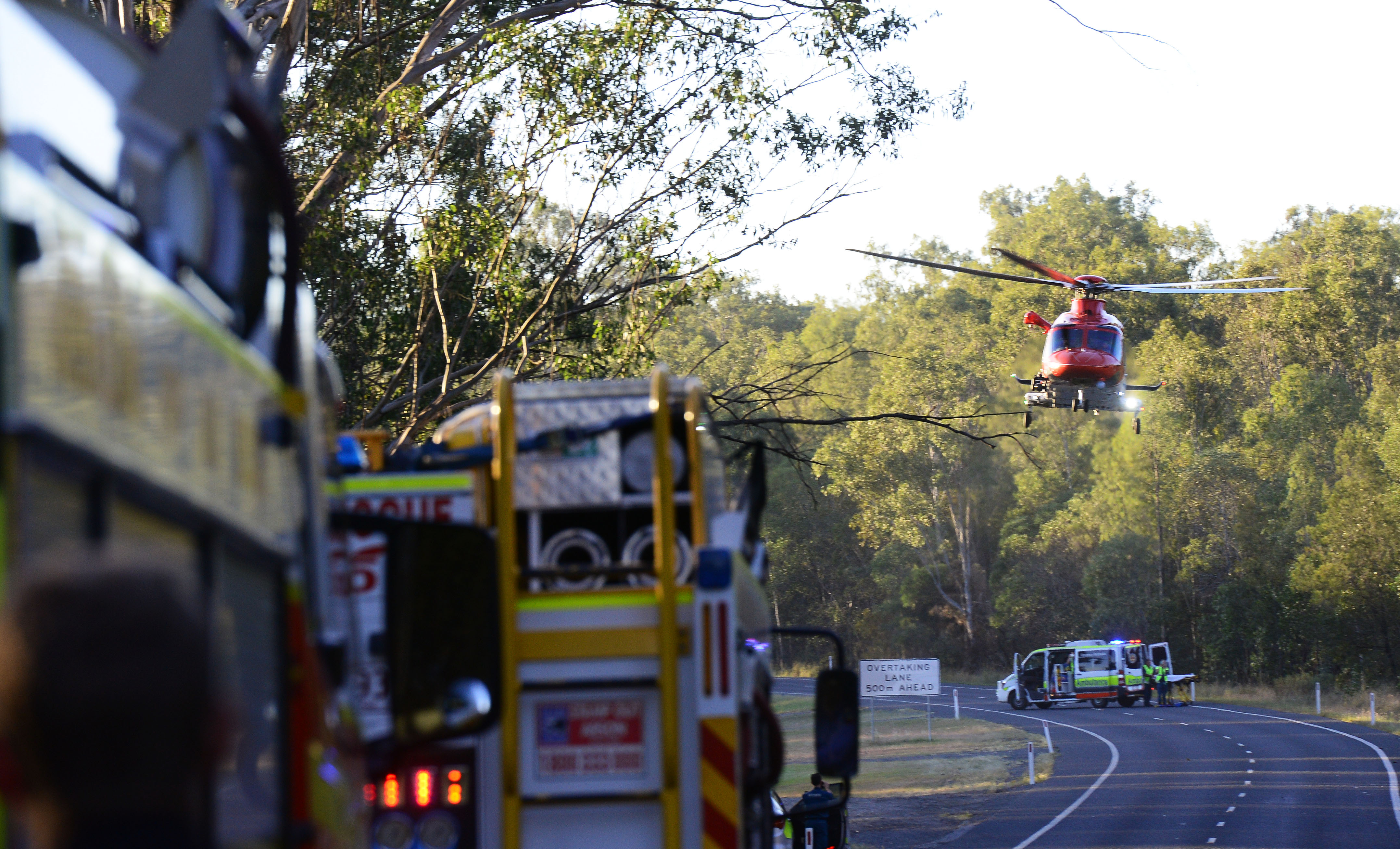 A man has been flown by rescue chopper to hospital after a crash at Wanora. A man has been flown by rescue chopper to hospital after a crash at Wanora.
