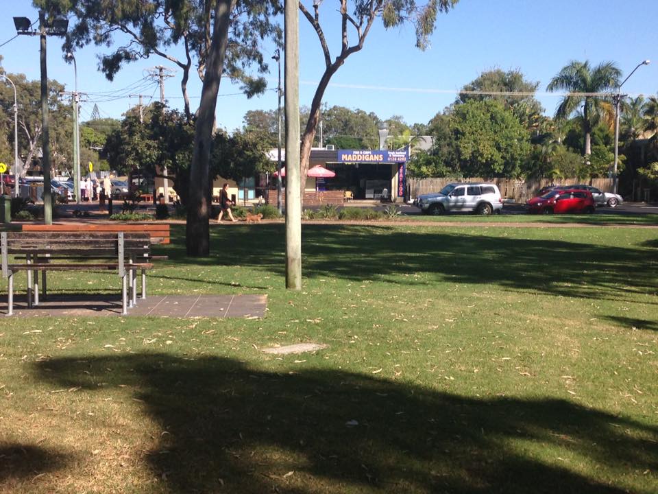 The park across from Maddigans is the perfect spot for a picnic. The park across from Maddigans is the perfect spot for a picnic.
