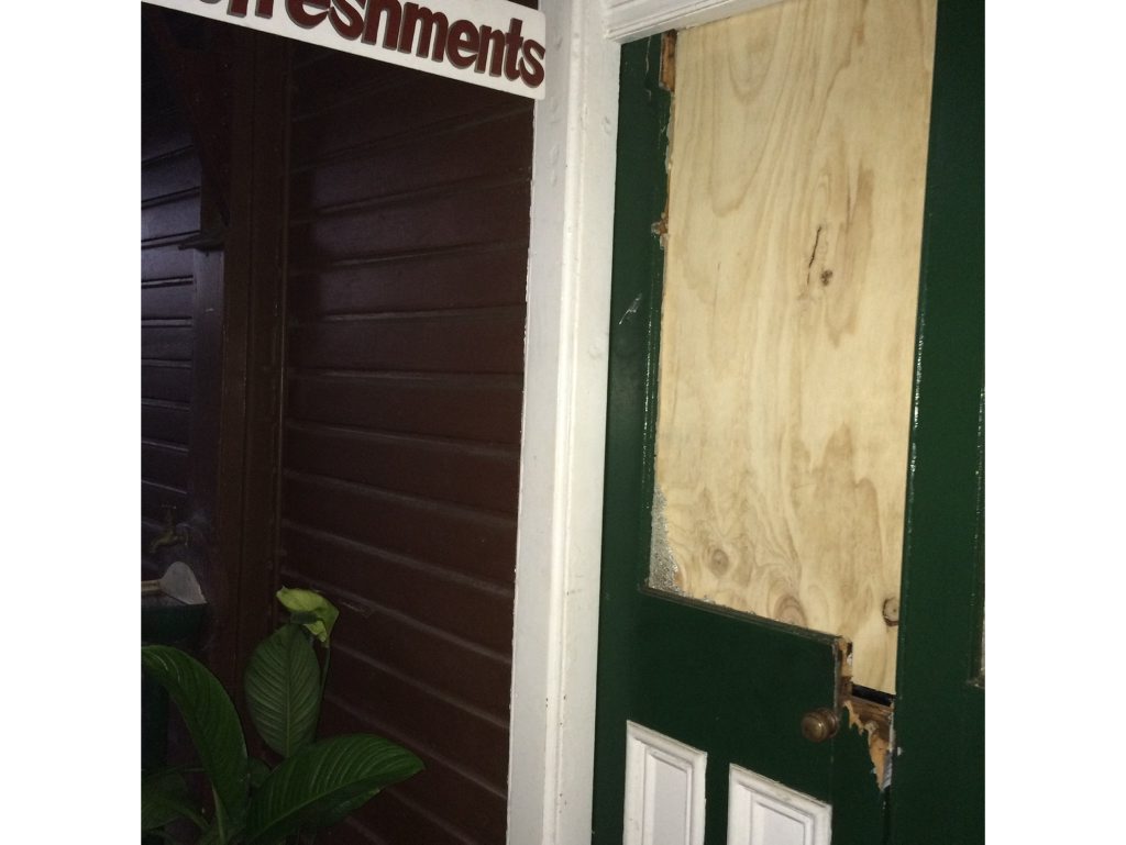 The Rattler Cafe is boarded up after vandals smashed doors and a window on Wednesday night The Rattler Cafe is boarded up after vandals smashed doors and a window on Wednesday night