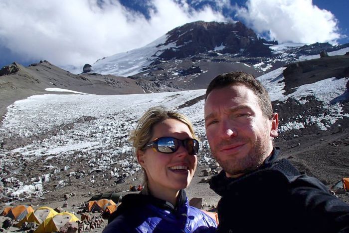 Dr Maria Strydom and Robert Gropel had trained for 12 months for Mount Everest. (AAP/ Monash University)
Dr Maria Strydom and Robert Gropel had trained for 12 months for Mount Everest. (AAP/ Monash University)