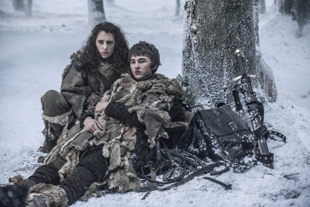 Ellie Kendrick and Isaac Hempstead Wright in a scene from season six episode six of Game of Thrones. Ellie Kendrick and Isaac Hempstead Wright in a scene from season six episode six of Game of Thrones.