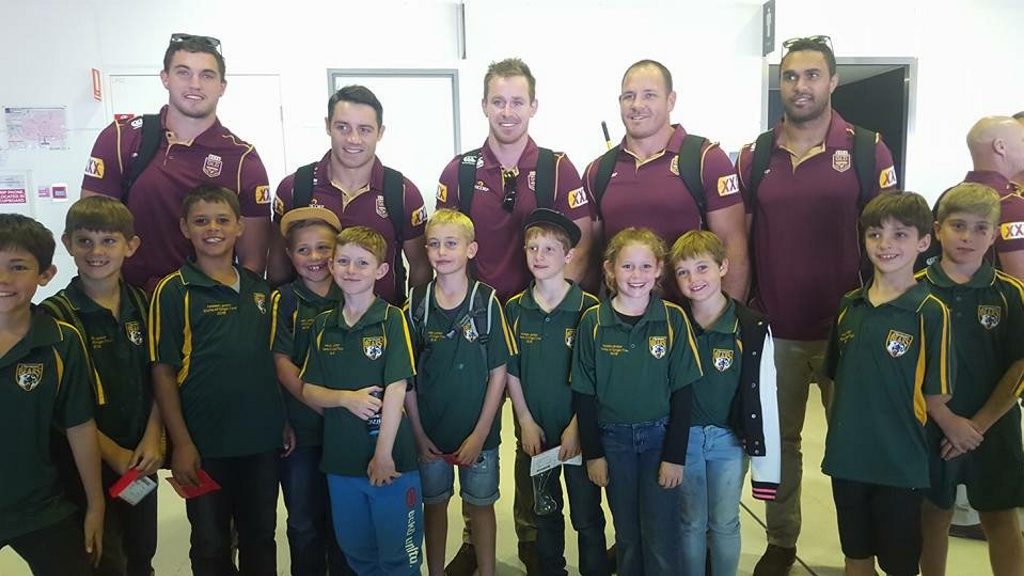 The under-9 Clermont Bears meet some of their Queensland heroes as they prepare to play in the inaugural Holden Junior State of Origin tonight.