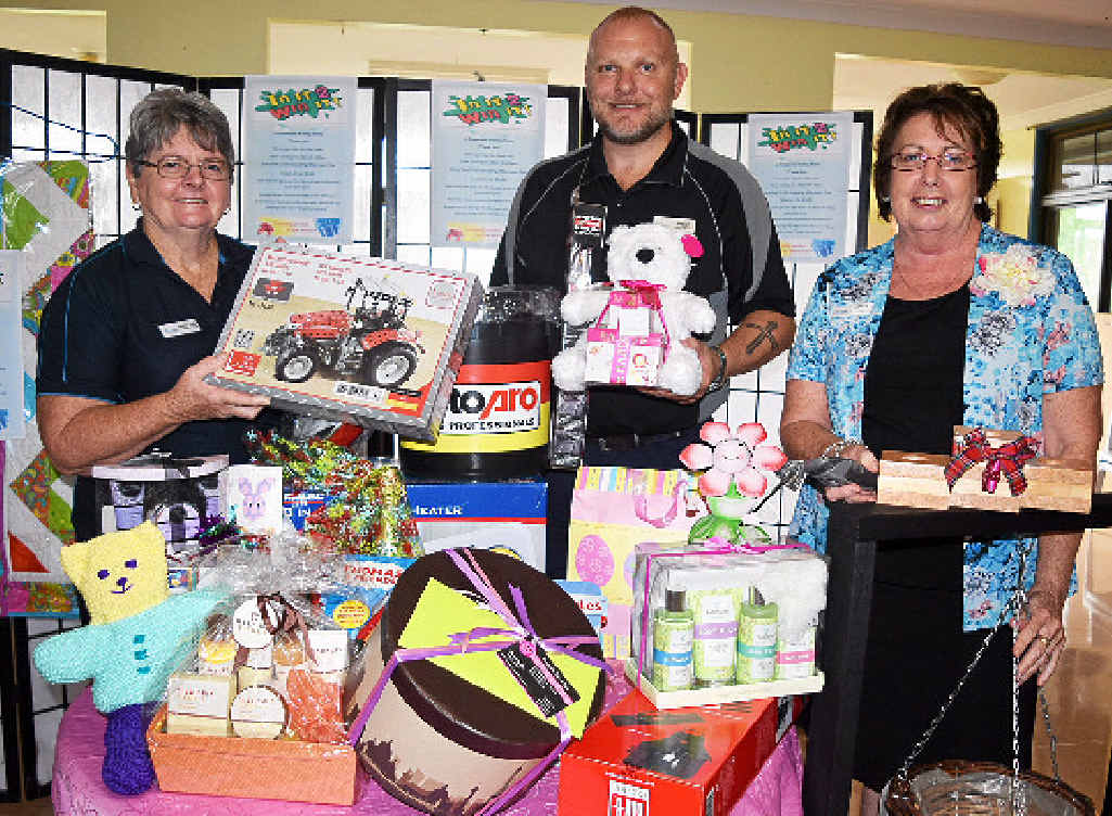 WIN IT: Faylene Cook, Paul Ellis and Nancy Bellert with all the prizes up for grabs. WIN IT: Faylene Cook, Paul Ellis and Nancy Bellert with all the prizes up for grabs.