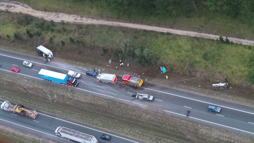 A truck crash has slowed the southbound lanes of the Bruce Hwy at Beerburrum. A truck crash has slowed the southbound lanes of the Bruce Hwy at Beerburrum.