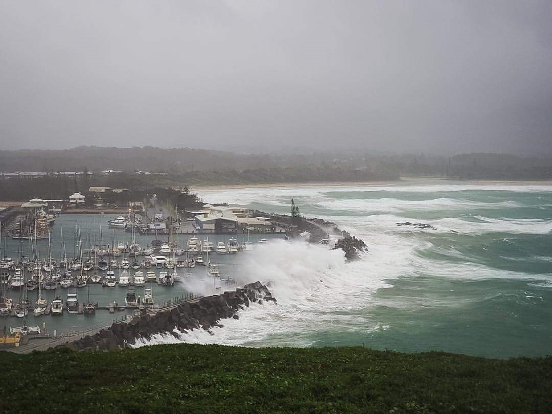 Scenes from high tides and damage at Coffs Harbour Marina. Scenes from high tides and damage at Coffs Harbour Marina.
